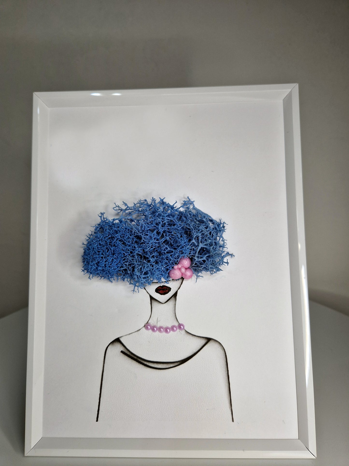 "Blue Elegance" – Framed Moss Lady Portrait