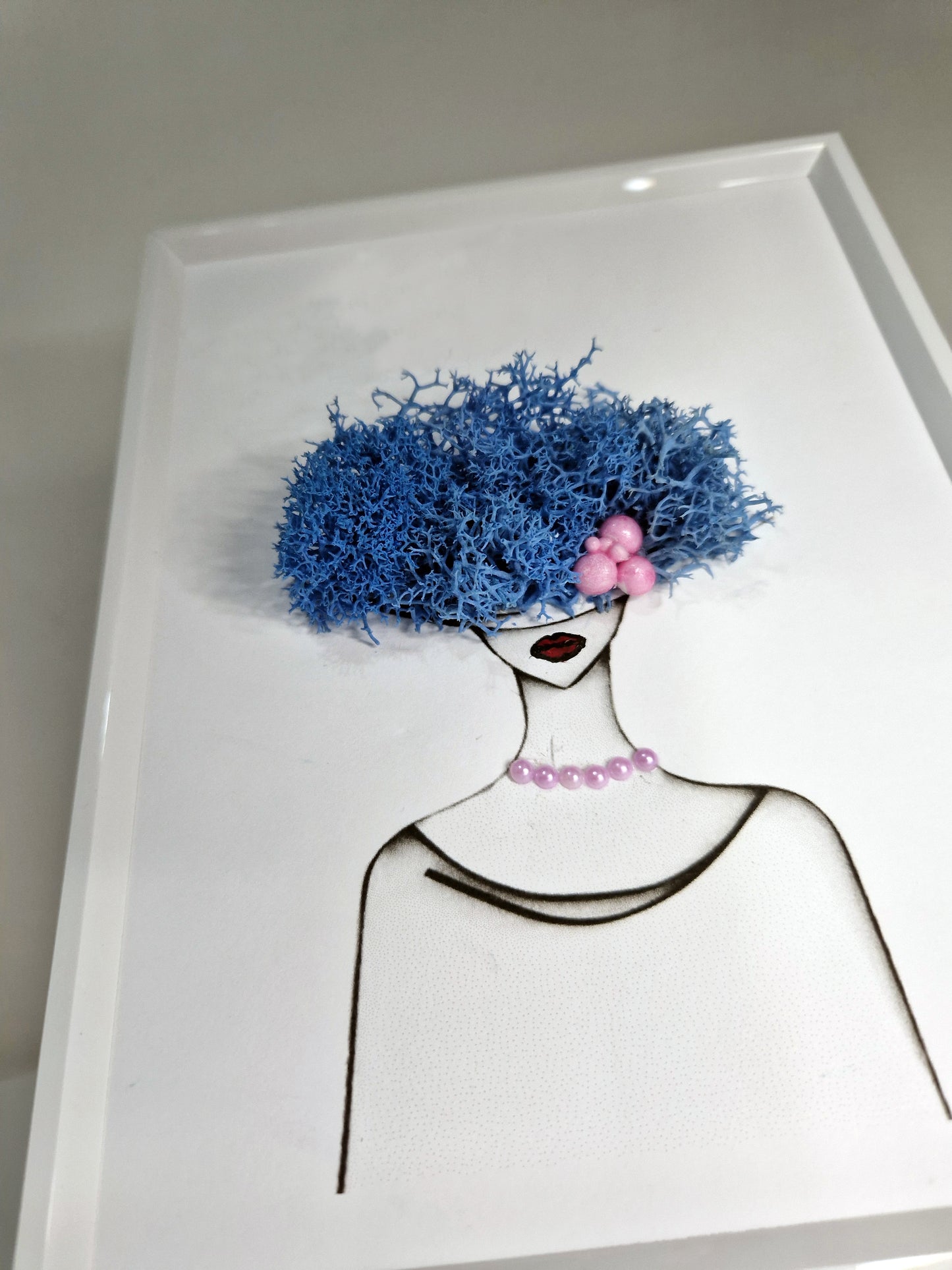 "Blue Elegance" – Framed Moss Lady Portrait