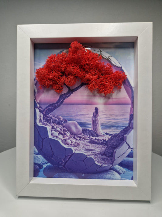 Whispers of Nature" – Framed Moss Art with Dreamscape Background
