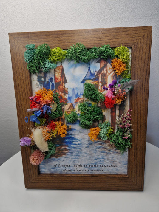 “Colors of Venice” – Mixed Moss & Dried Flower Wall Art