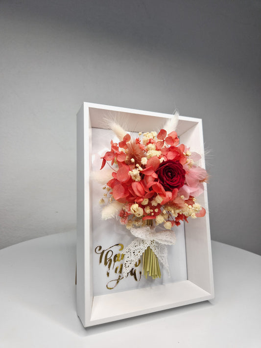 Preserved Rose & Dried Flower Shadow Box – Elegant Floral Wall Art